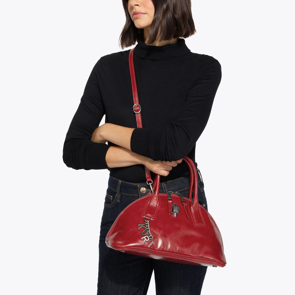 Sloane Bowling Shoulder Bag in Red Leather