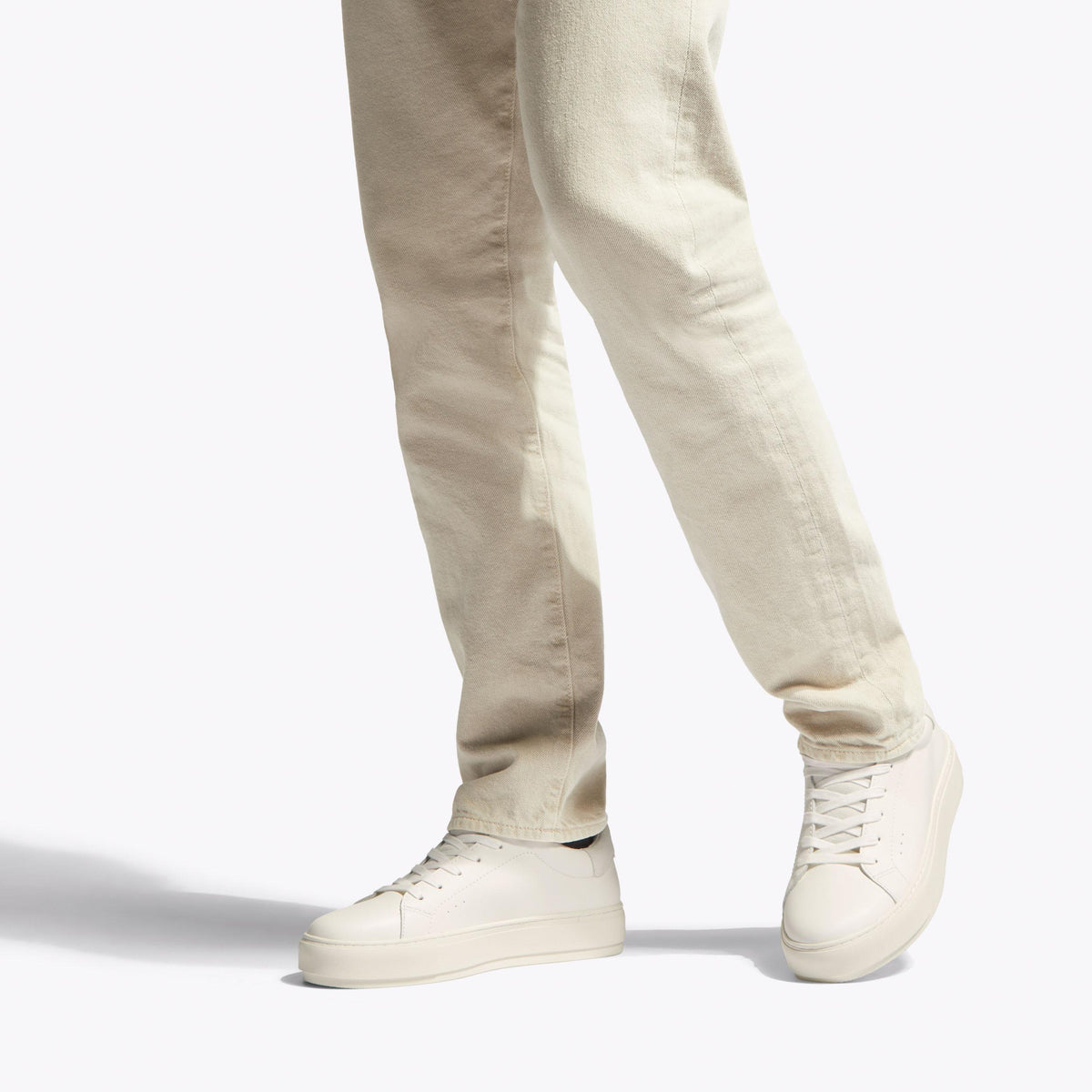 Laney Leather Sneaker in White with Grey Heel Panel