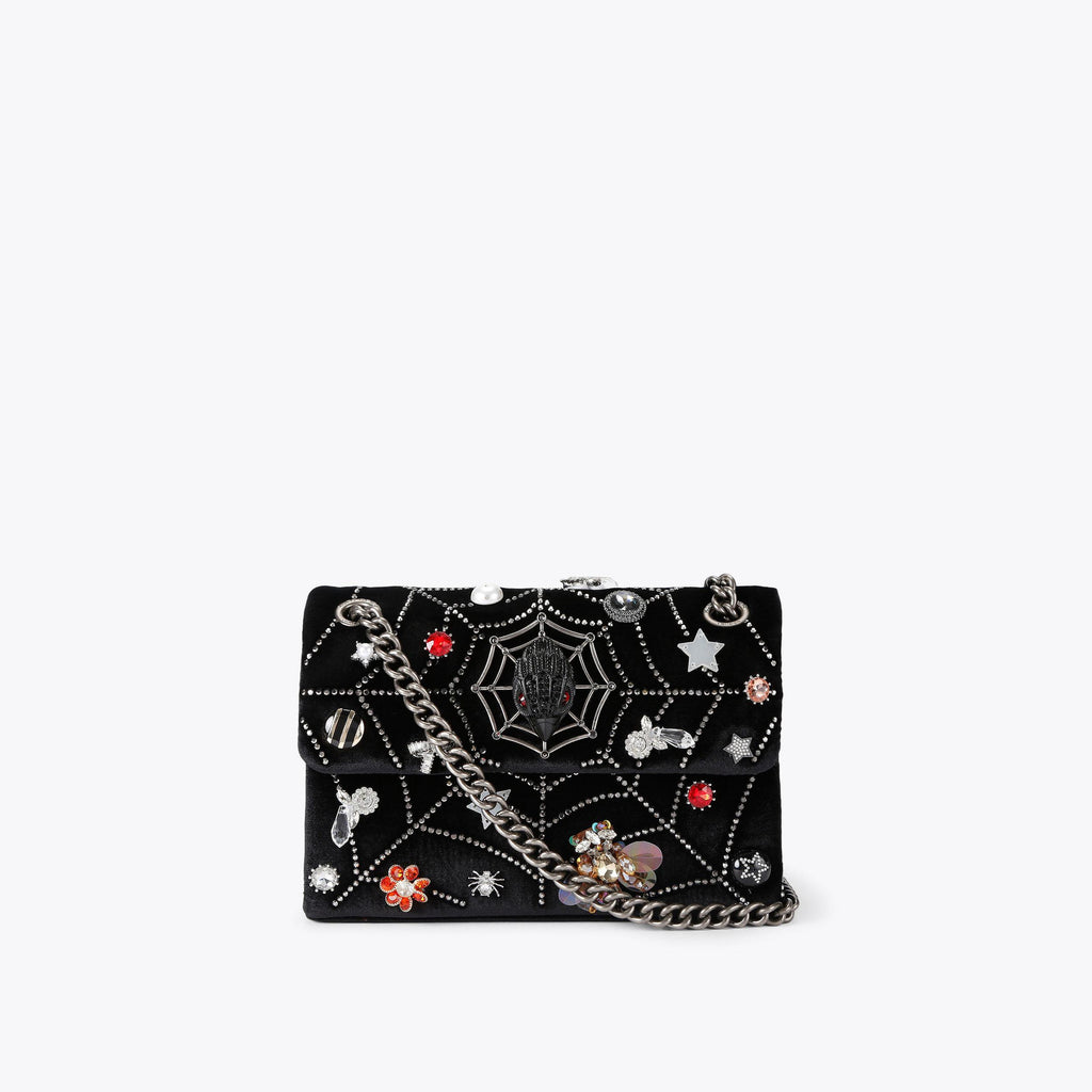 Mini Kensington Spooky Spiderweb Bag in Black Velvet