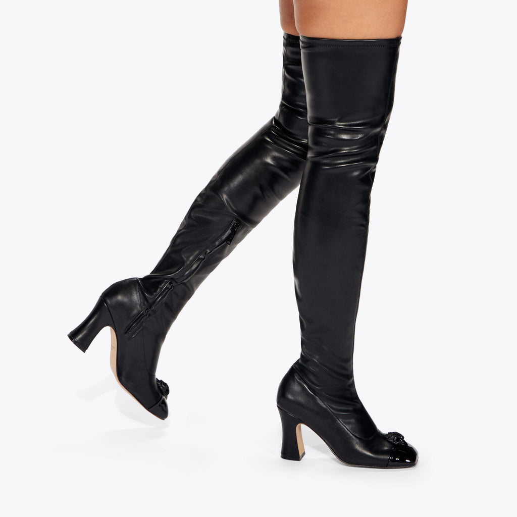 Belgravia Cap Over Knee Boot in Black