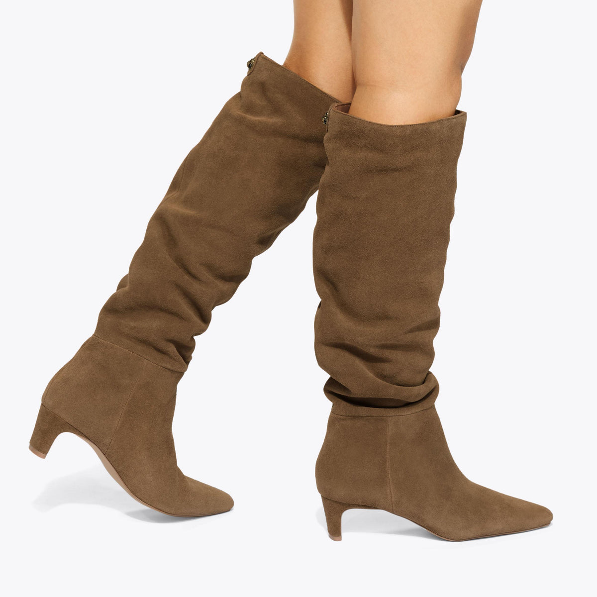 Ascot Knee Boot in Tan Suede
