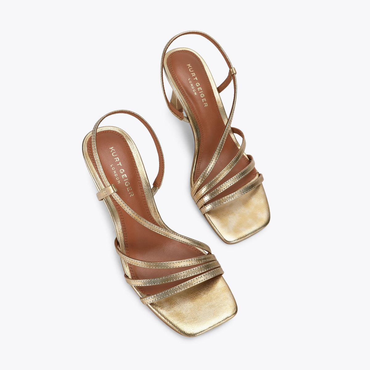 Annabel Low Heel Sandal in Gold Leather