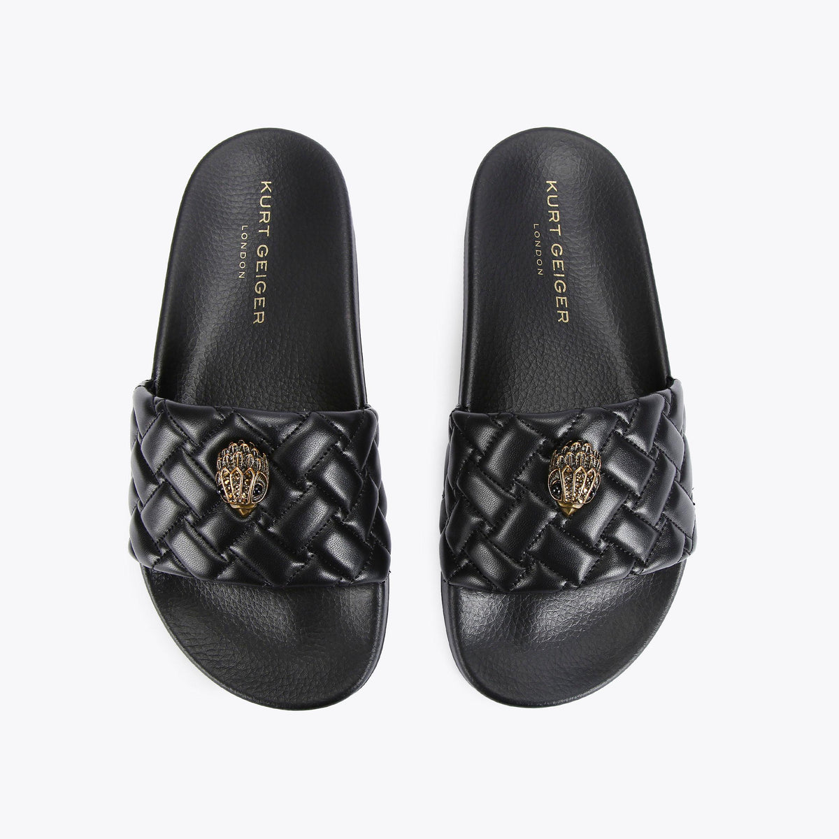 Meena Eagle Flat Slide Sandals in Black