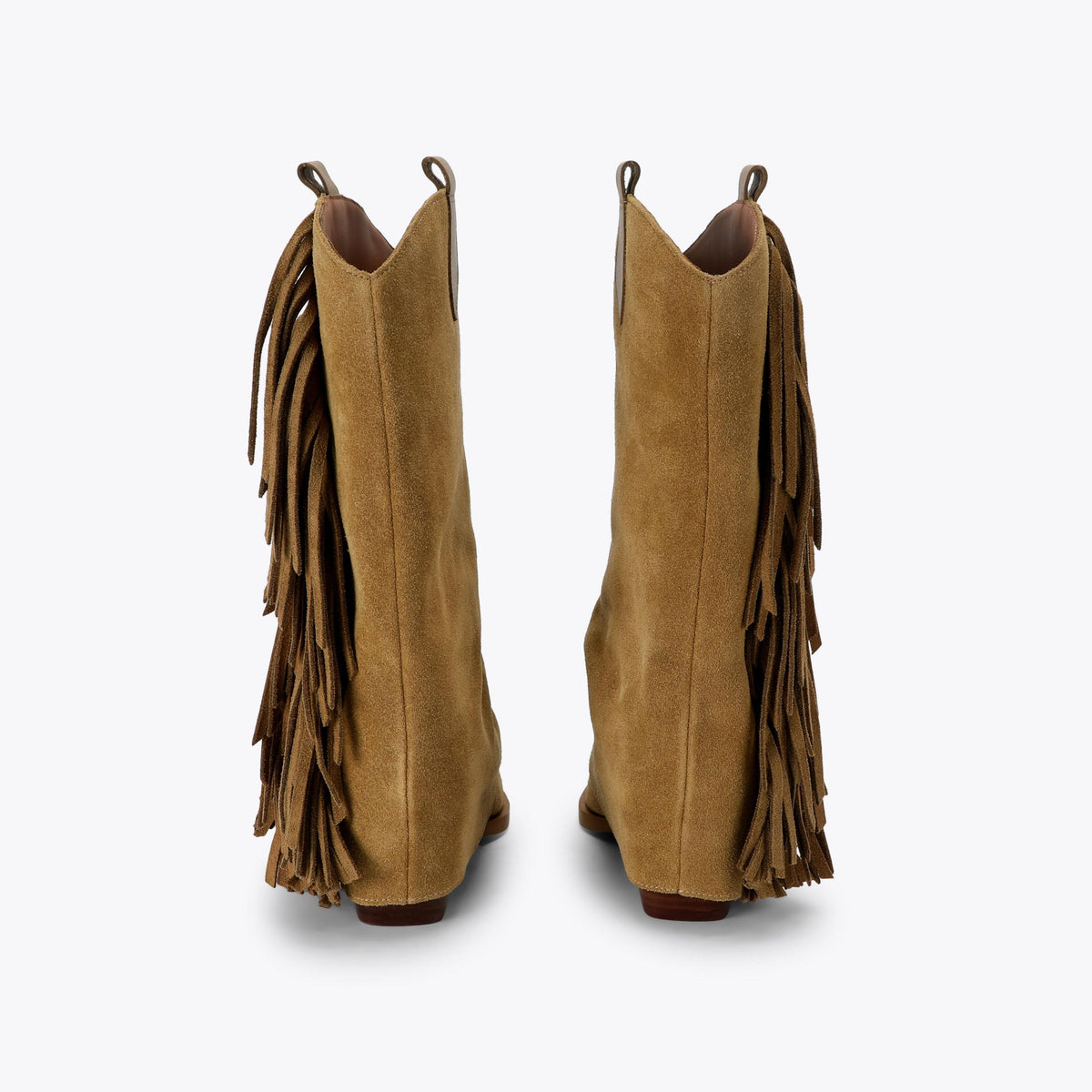 Albany Fringe Western Boot in Tan Suede