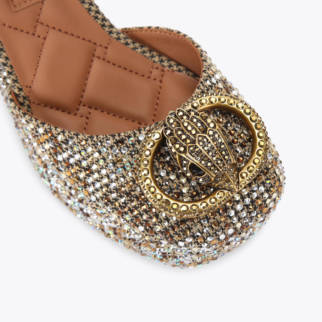 Chelsea Closed Platform Heel in Beige Houndstooth