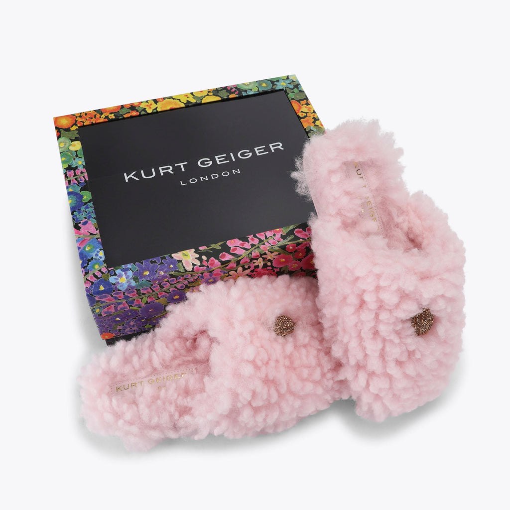 Kensington Slippers in Pale Pink Faux Fur