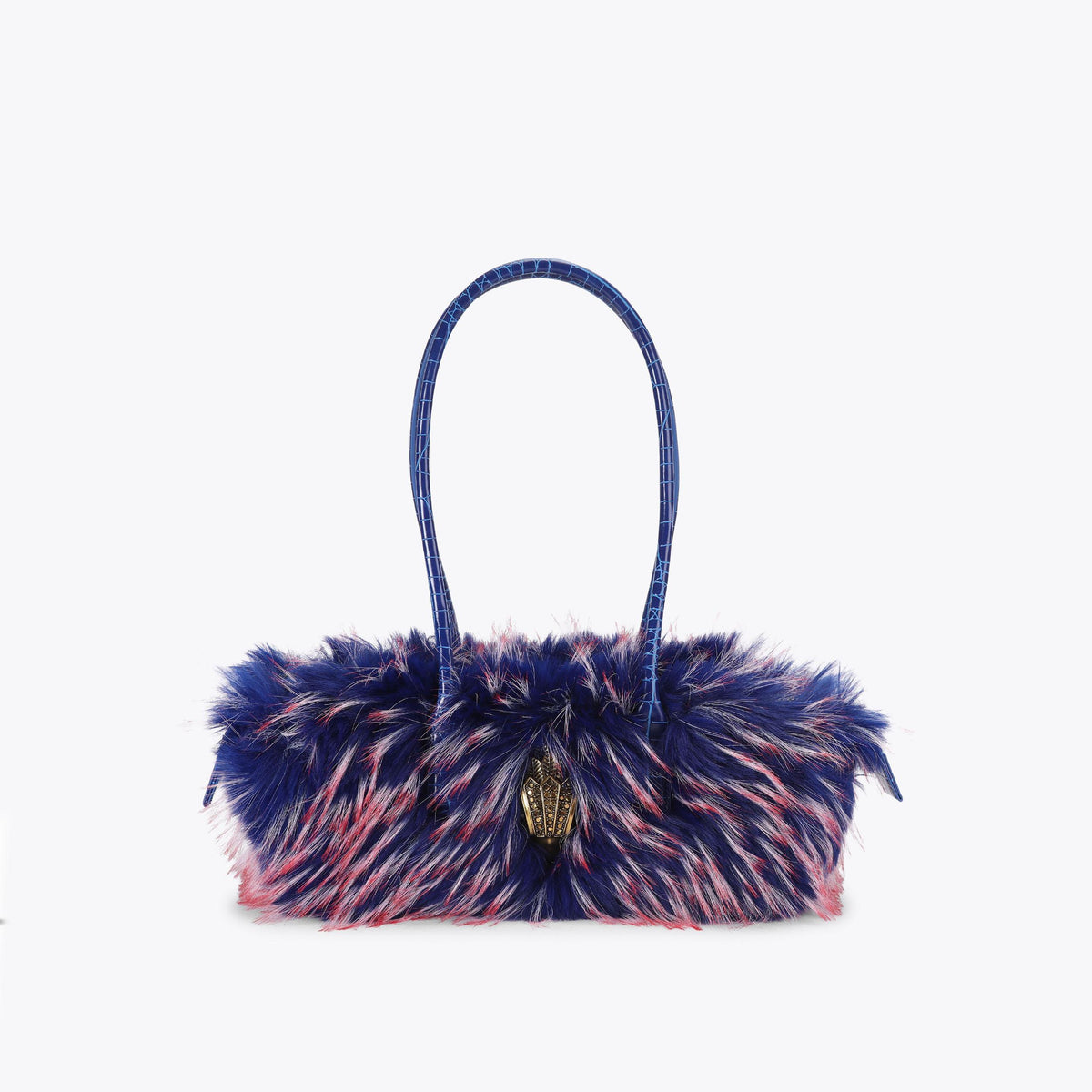 Sloane East-West Shoulder Bag in Blue Faux Fur