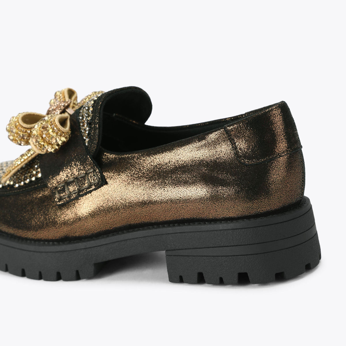 Bow Crystal Loafer in Metallic