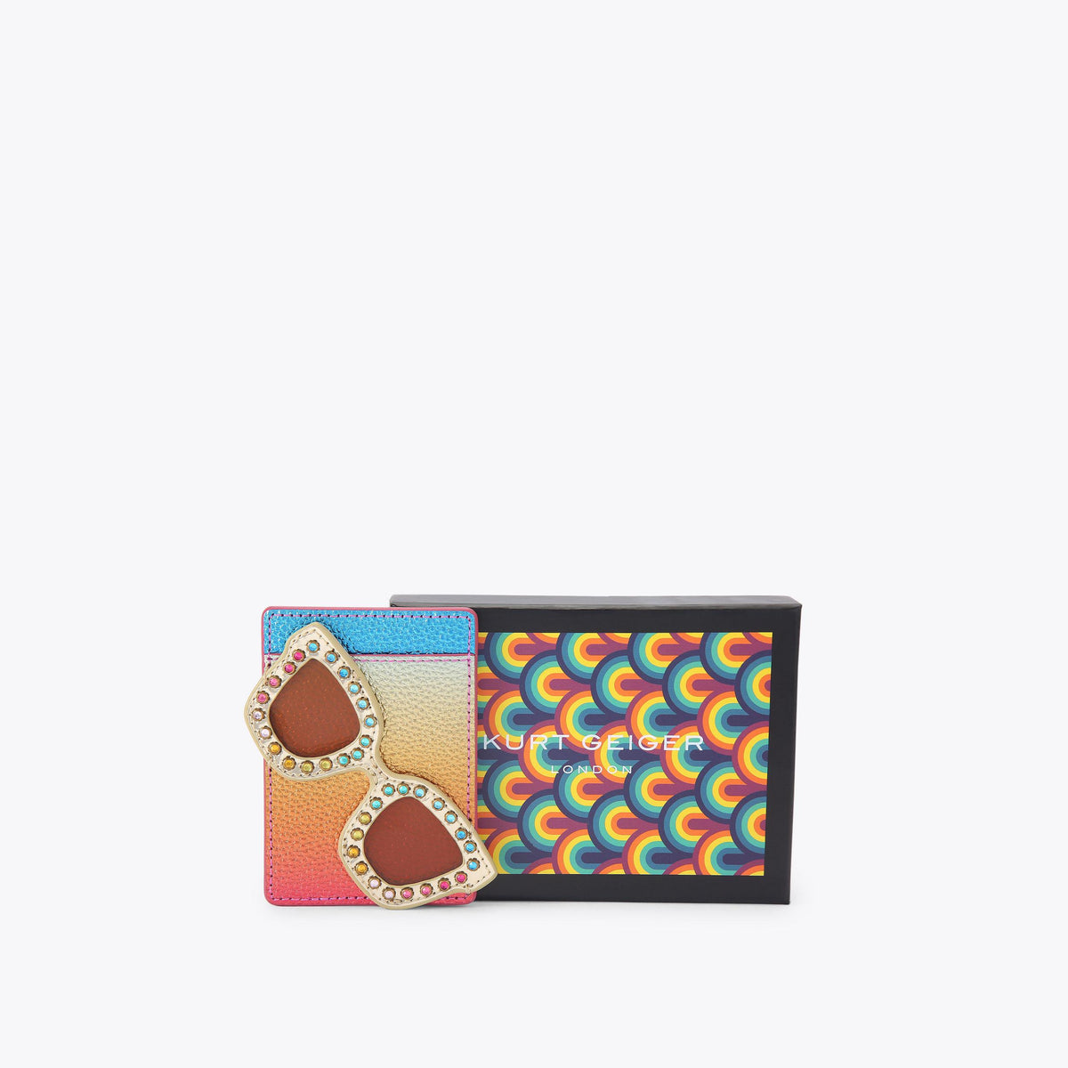 Sunglasses Card Holder in Multi Colour Ombre Leather