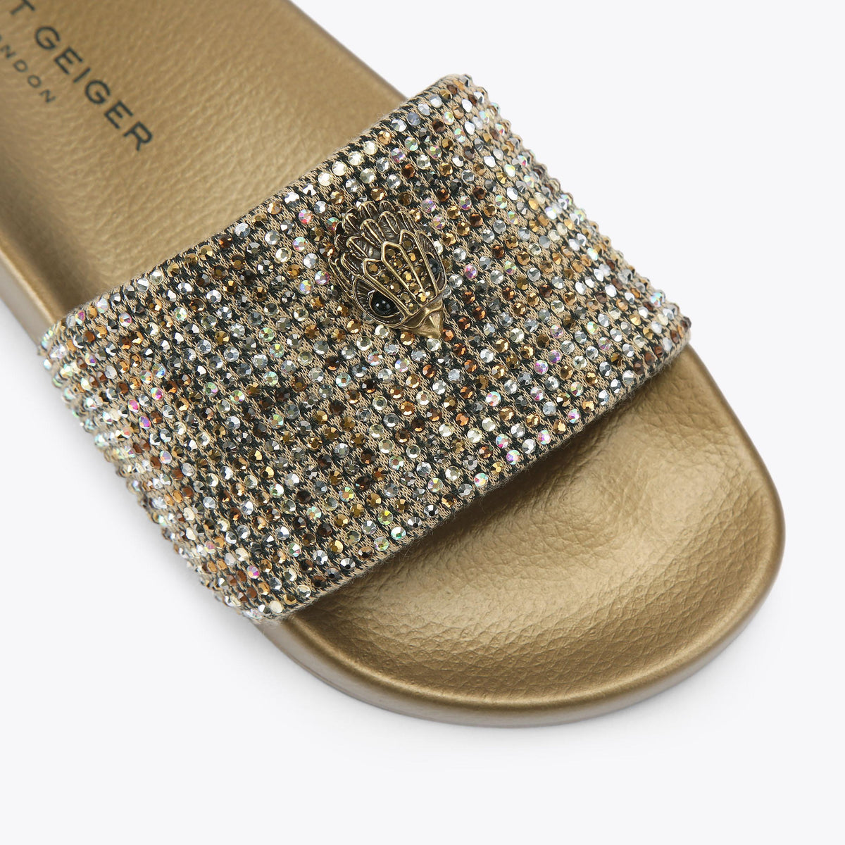 Meena Eagle Slide Sandals in Houndstooth Textile