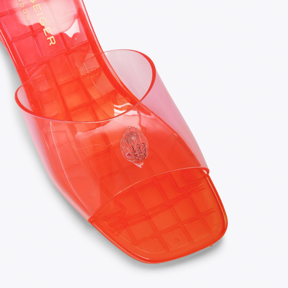 Maddison Wedge Mule in Orange Perspex