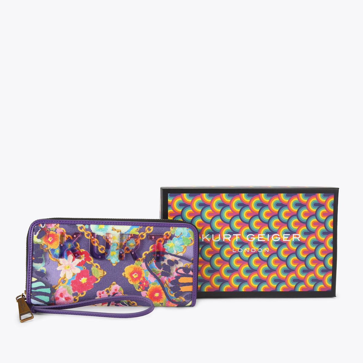 Kensington Kurt Zip Around Wallet in Lilac Floral Fabric