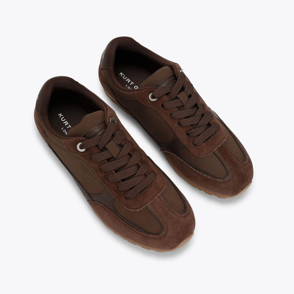 Carlton Low Profile Sneaker in Brown Microsuede