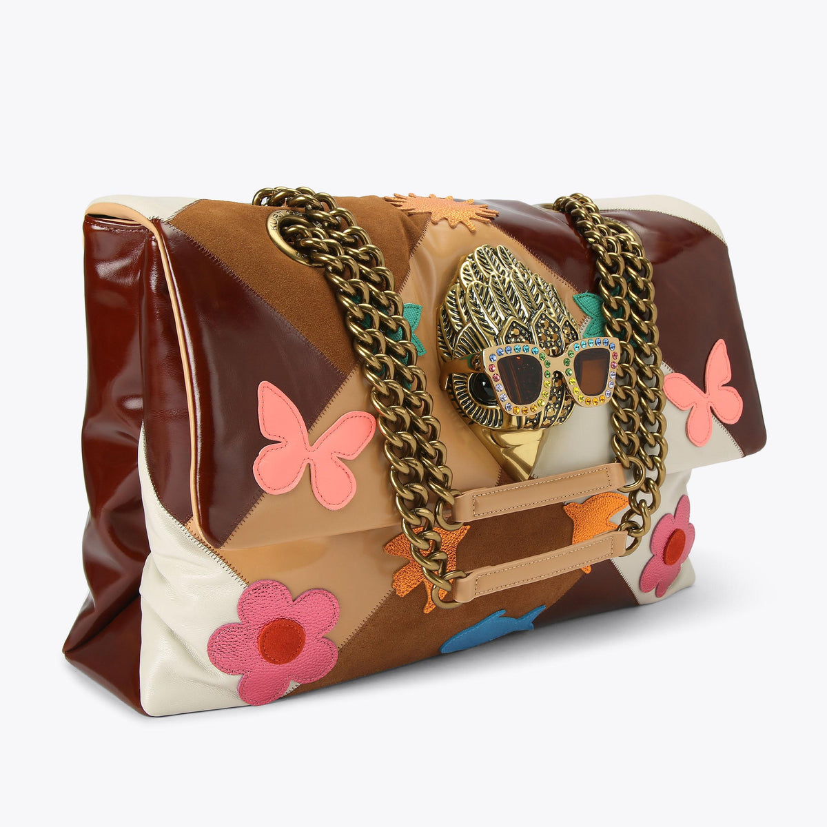 Macro Kensington Shoulder Bag in Brown Woven Leather