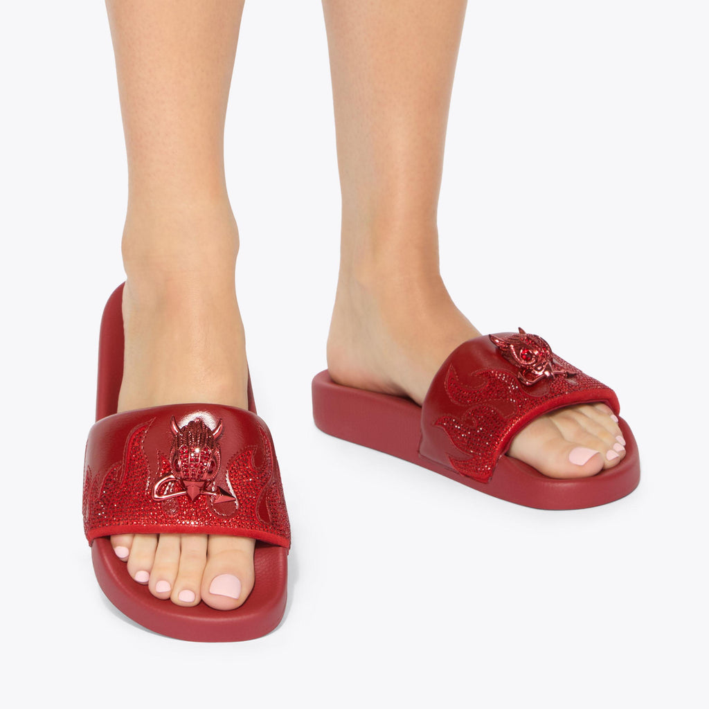 Meena Eagle Spooky Slide Sandals in Red