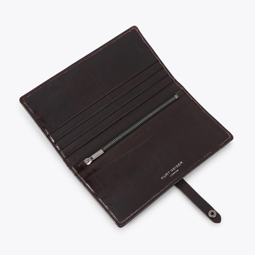 Celia Soft Zip Around Wallet in Dark Brown Leather