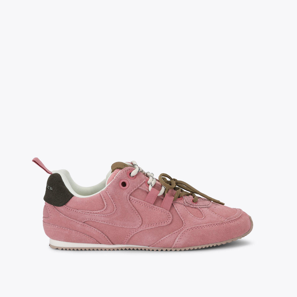 Kurt Slim Runner Sneakers in Pale Pink Suede