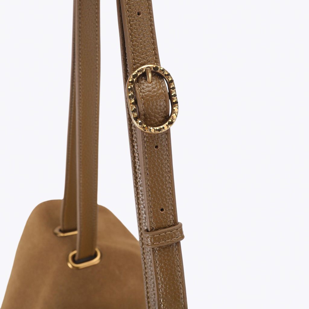 Chelsea Large Slouch Flap Shoulder Bag in Tan Suede
