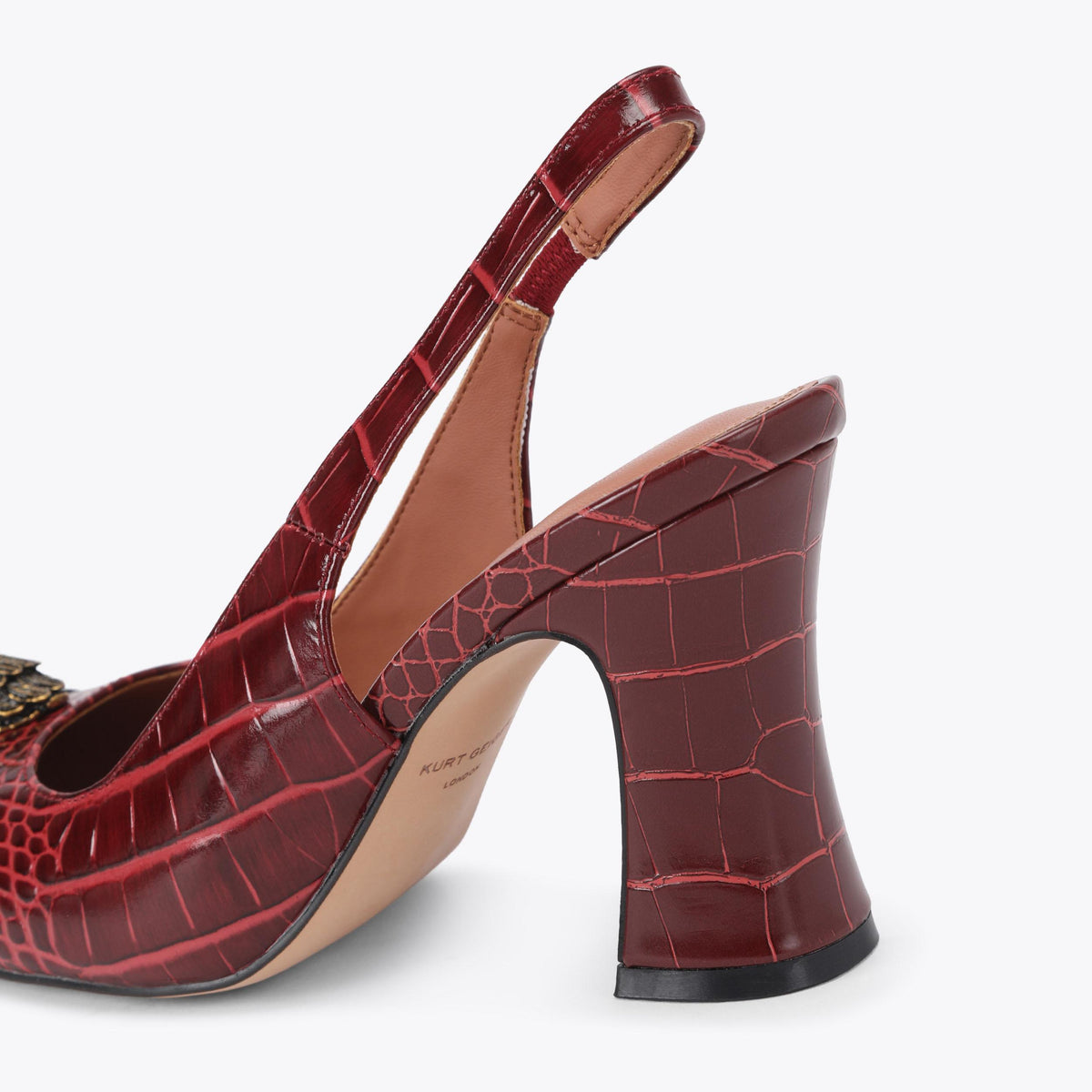 Belgravia Cap-Toe Court in Red Croc Emboss Leather