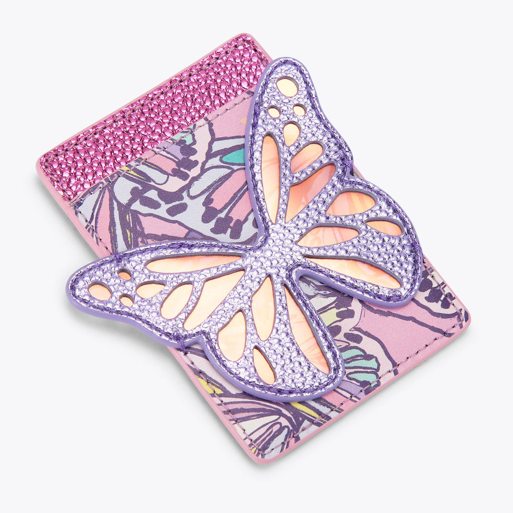 Butterfly Card Holder in Purple Pink Leather