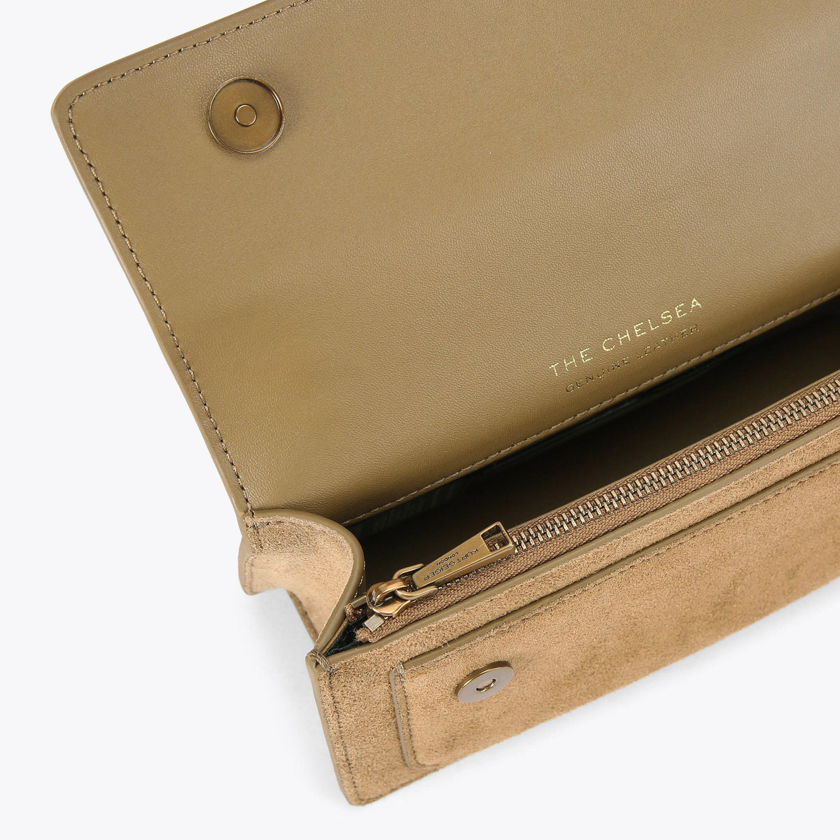 Small Chelsea East West Shoulder Bag in Tan Suede