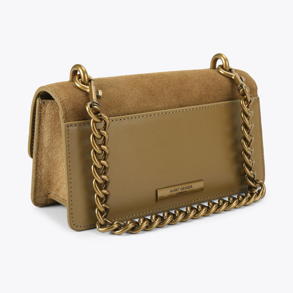 Small Chelsea East West Shoulder Bag in Tan Suede