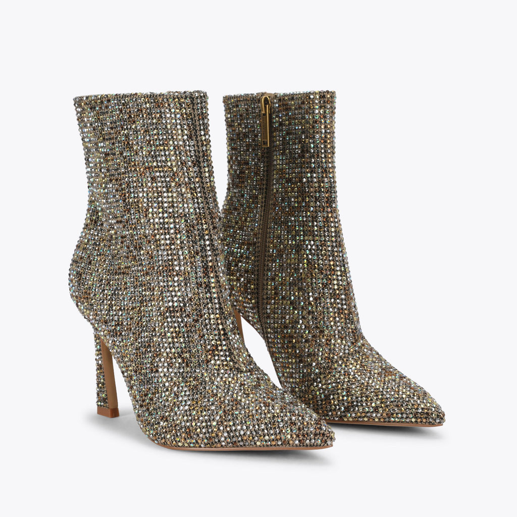 Annabel Ankle Boot in Beige Houndstooth Fabric