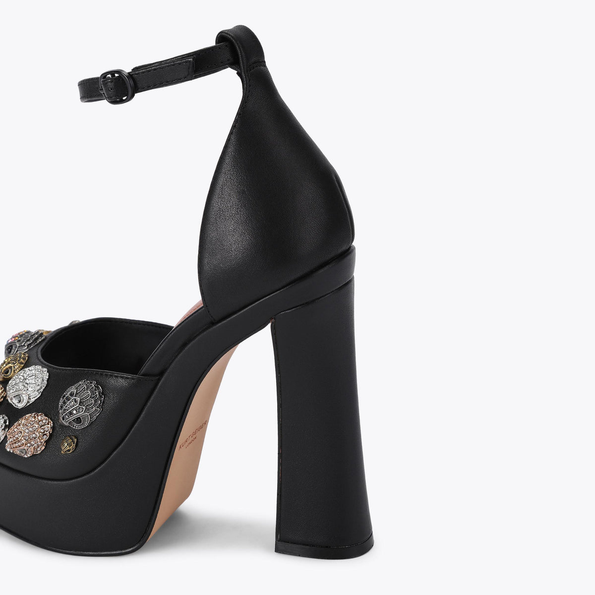 Eagles Platform Heel Sandals in Black Leather