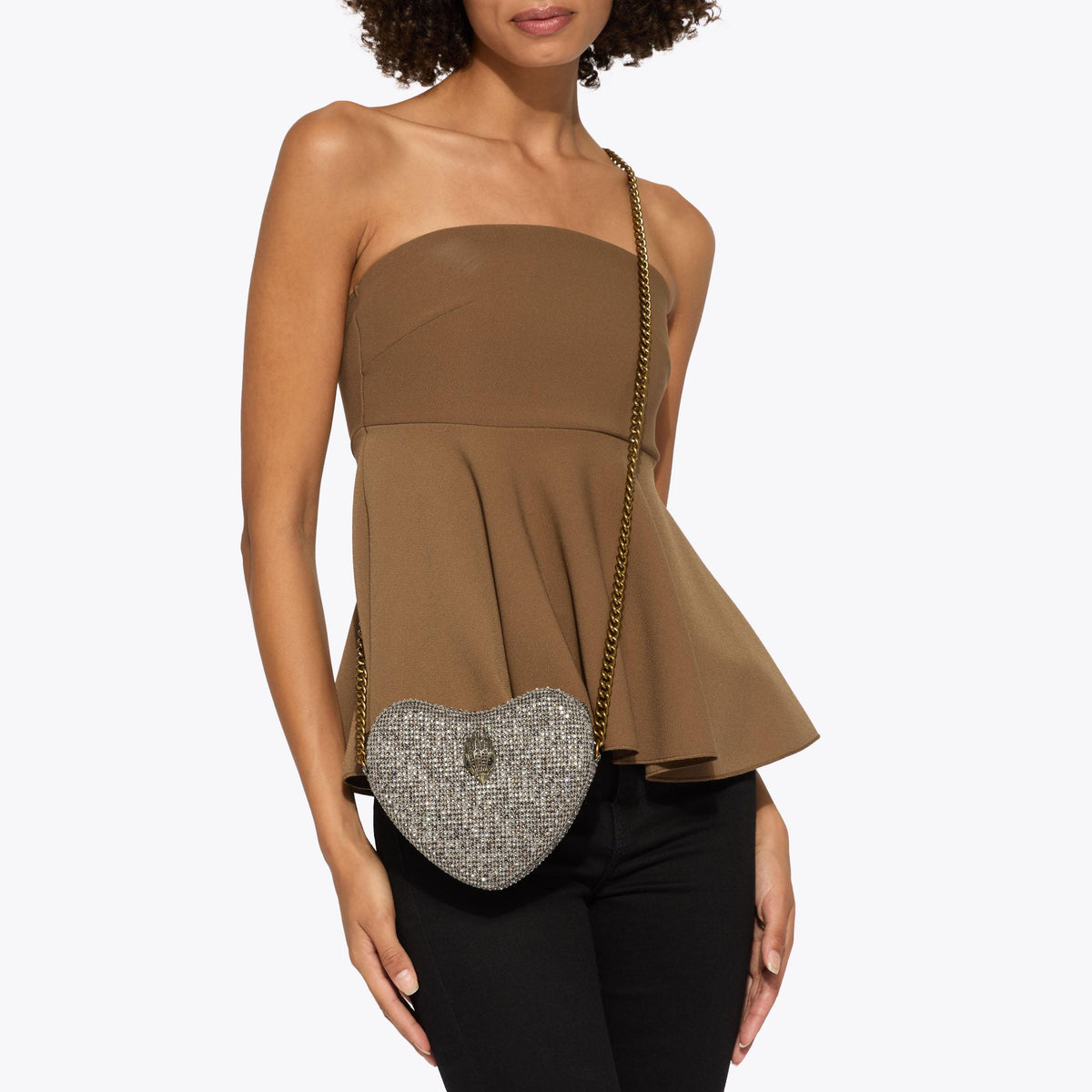Kensington Heart Shoulder Bag in Beige