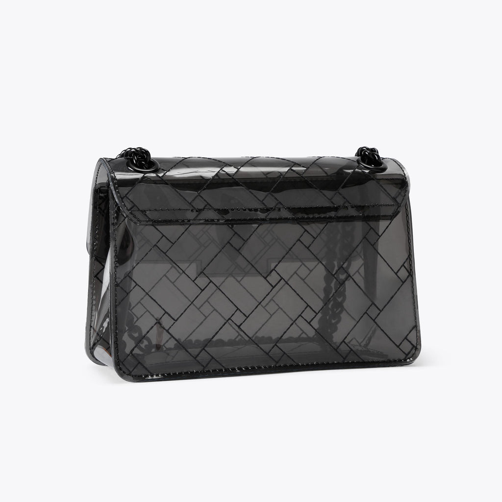 Mini Vinyl Kensington Drench Flap Bag in Black