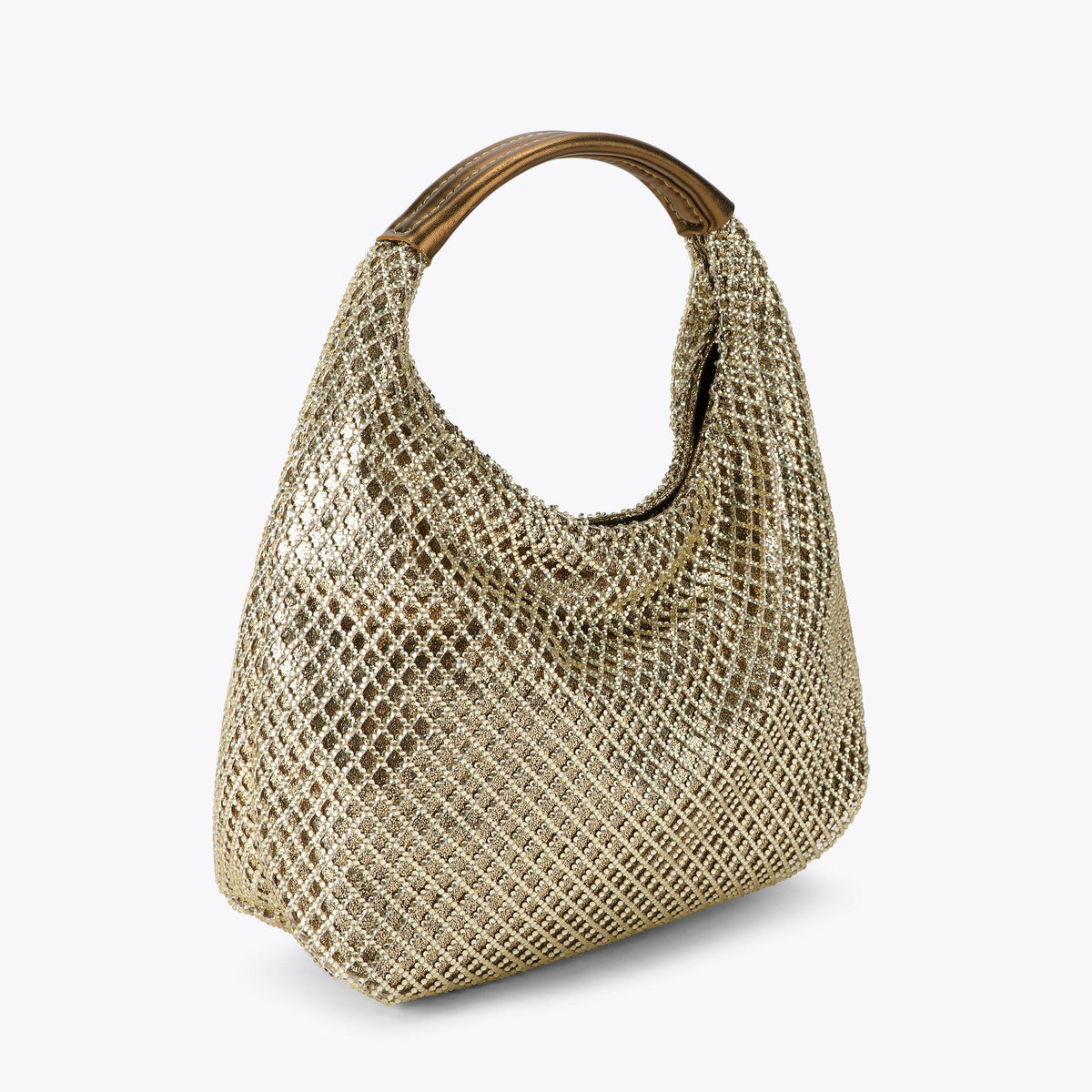 Chelsea Small Slouch Hobo Bag in Metallic Gold Fabric
