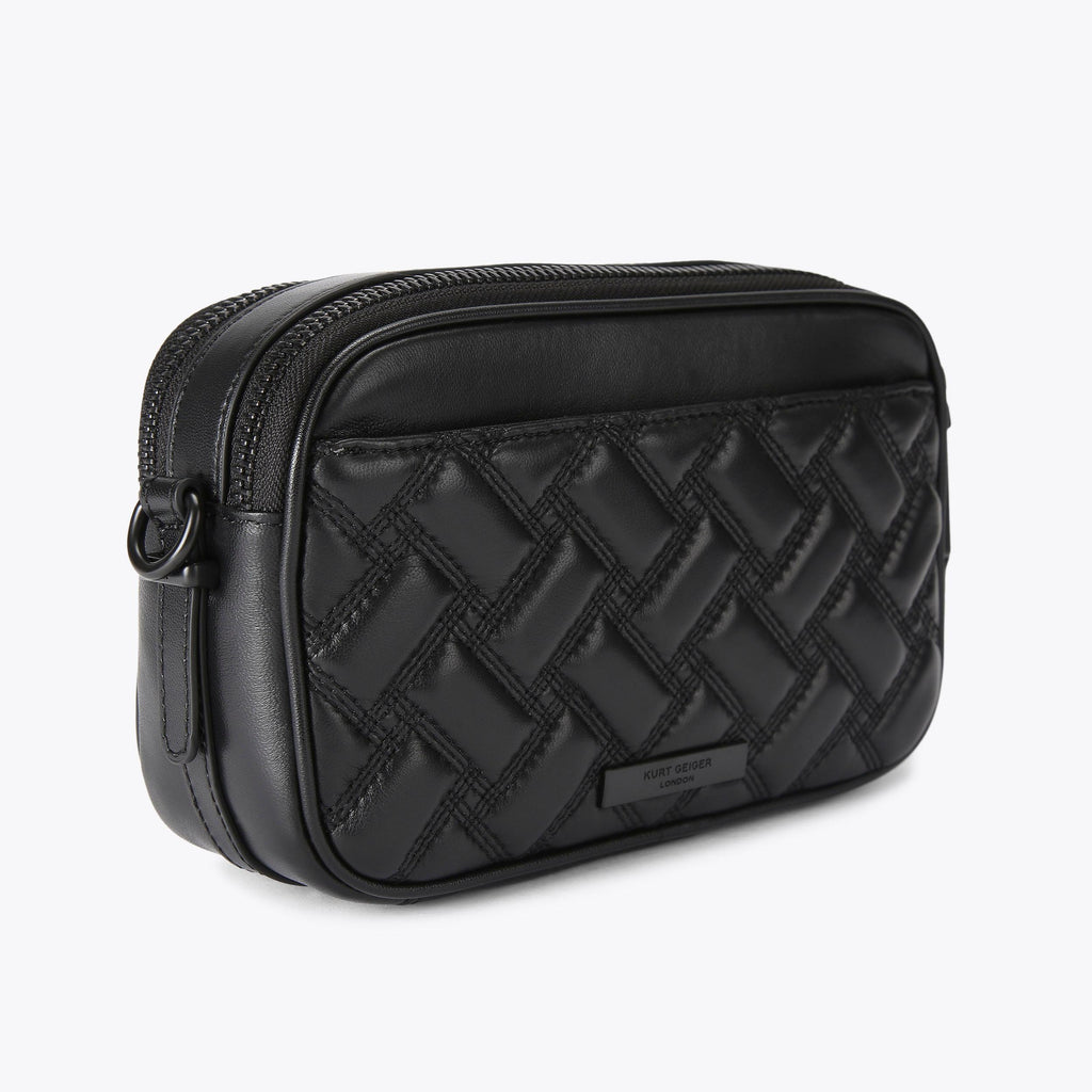 Dual Zip Camera Crossbody Bag in Black