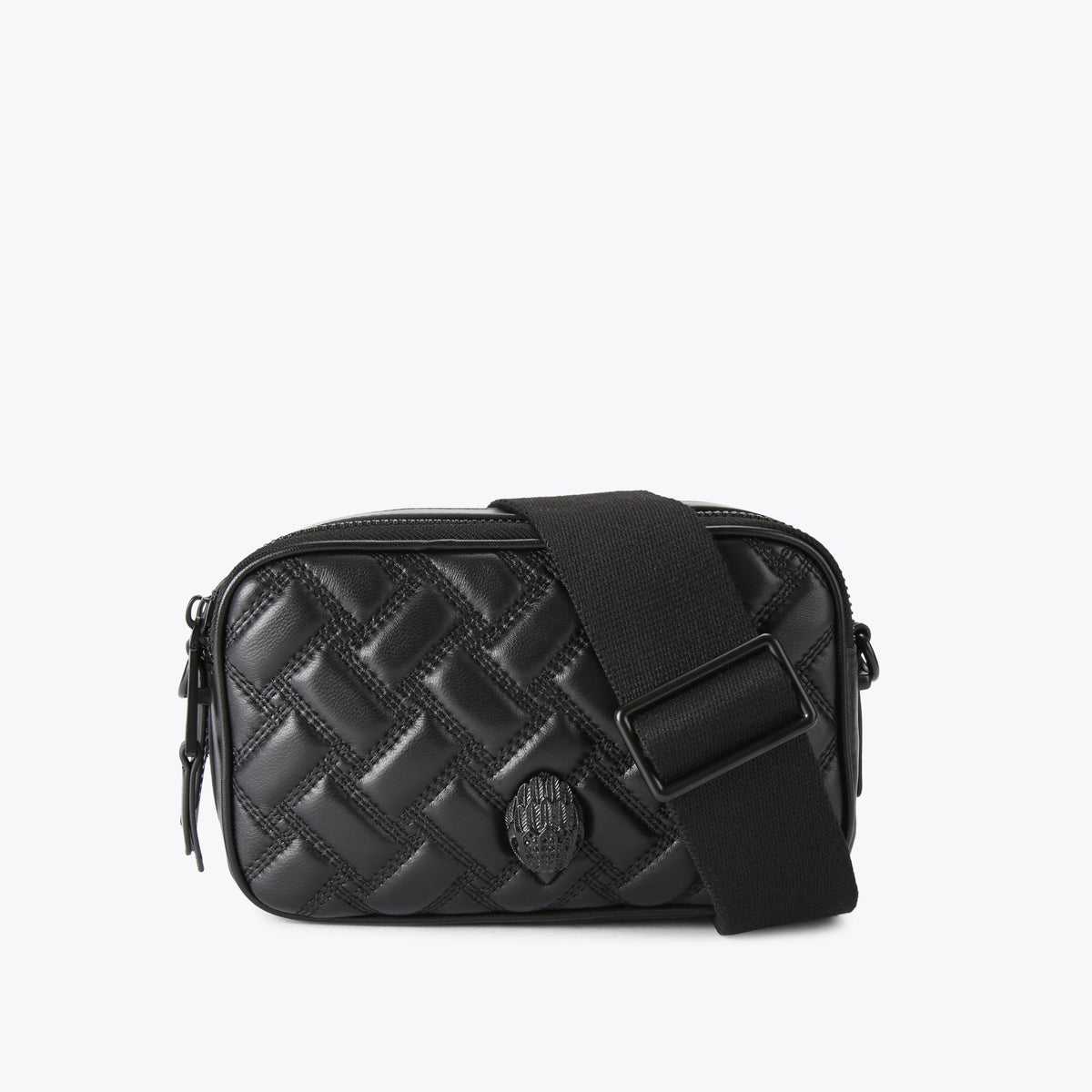 Dual Zip Camera Crossbody Bag in Black