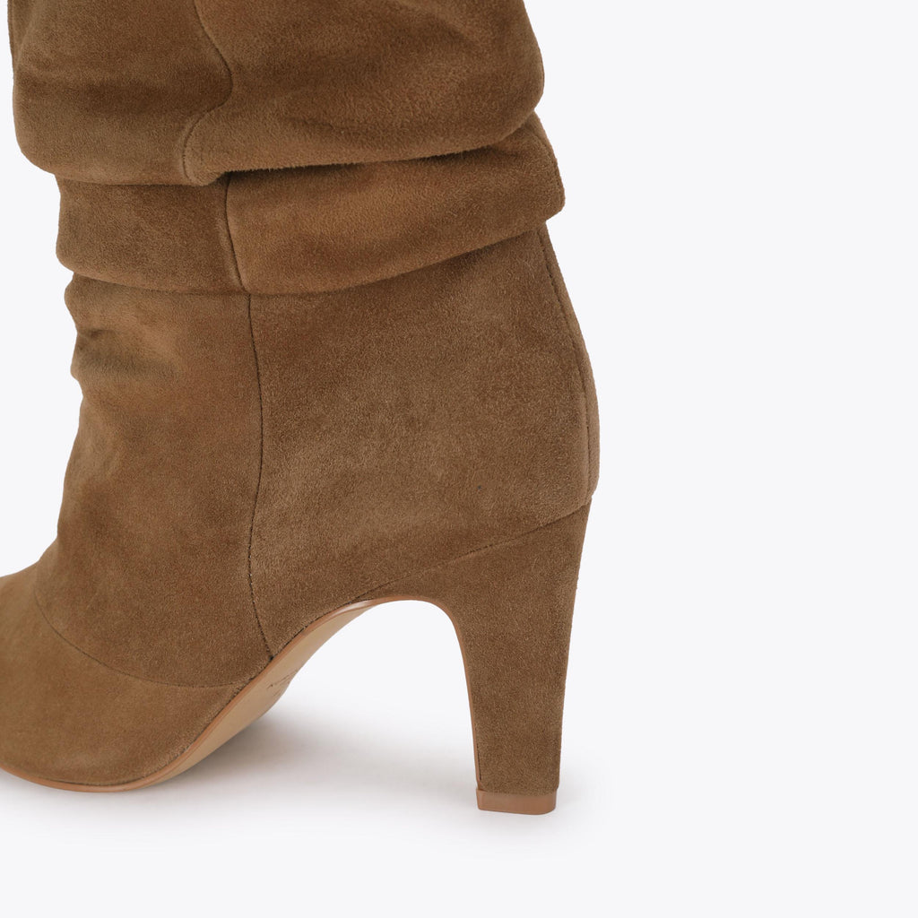 Elizabeth Slouch Boot in Tan Suede
