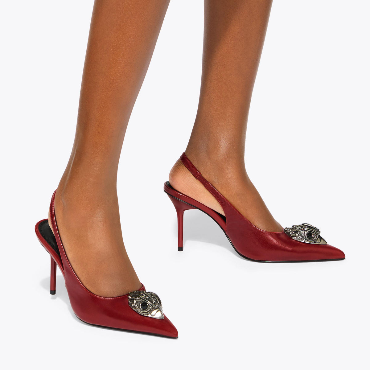 Belsize Eagle Slingback Heel in Red Leather