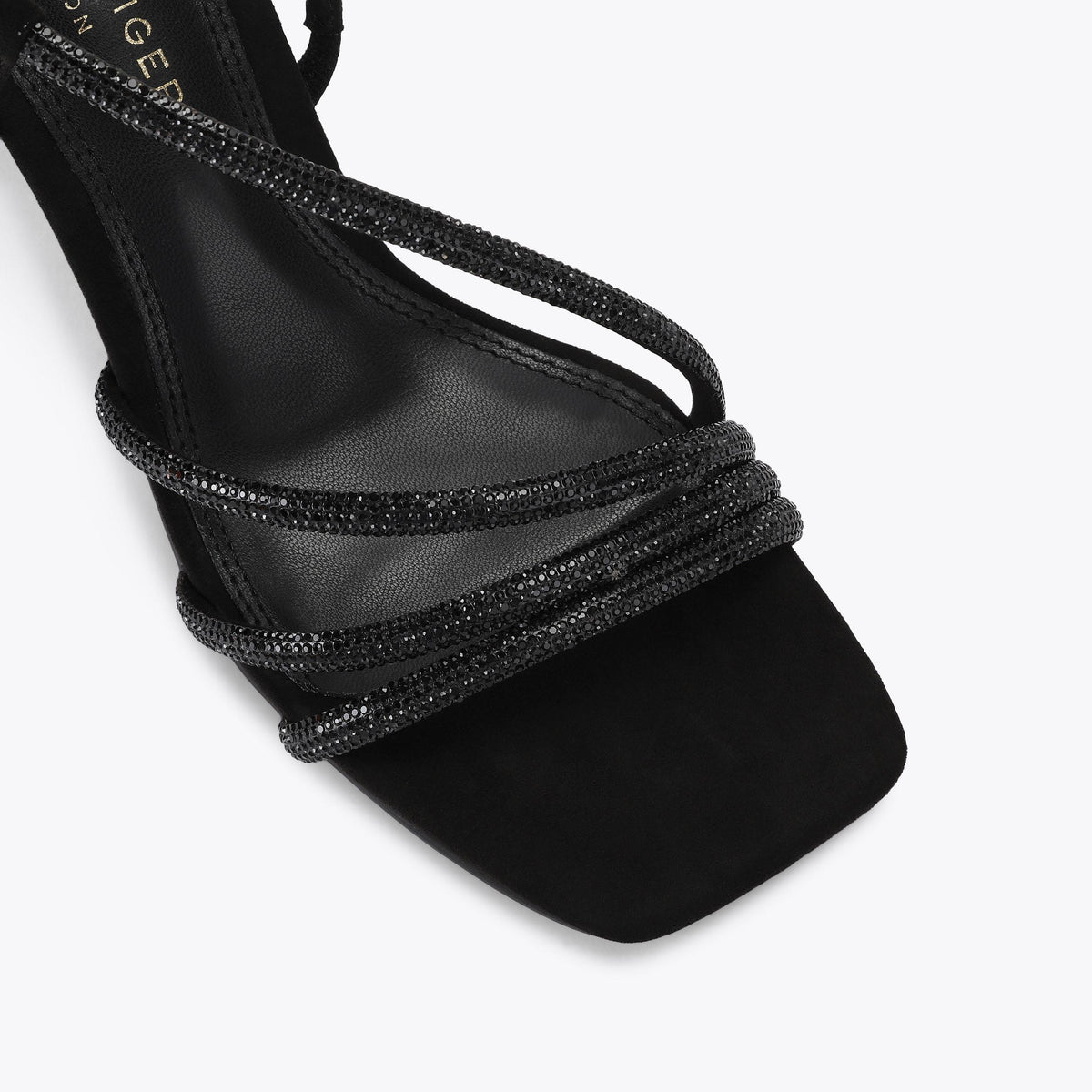 Annabel Low Heel Sandal in Black Crystal