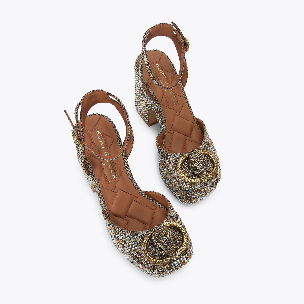 Chelsea Closed Platform Heel in Beige Houndstooth