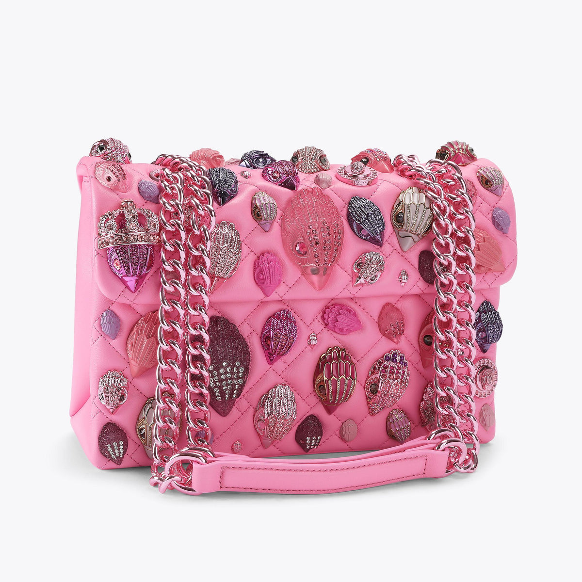 Kensington Eagle Detail Shoulder Bag in Pink Leather