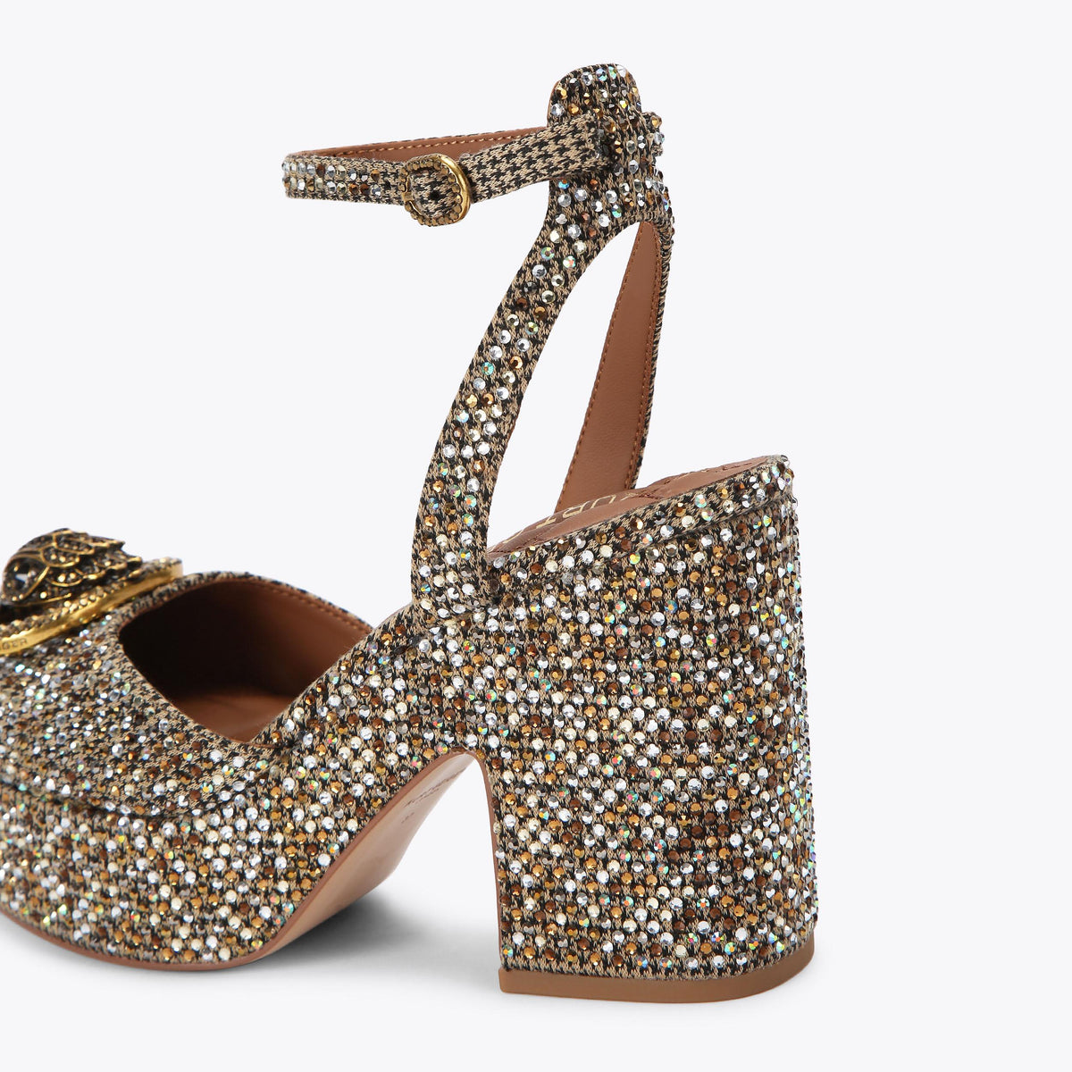 Chelsea Closed Platform Heel in Beige Houndstooth