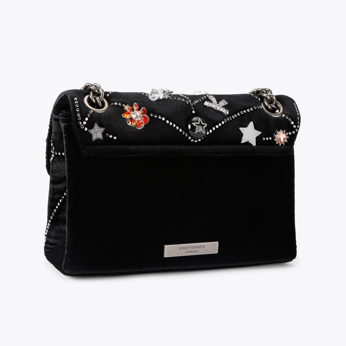 Mini Kensington Spooky Spiderweb Bag in Black Velvet