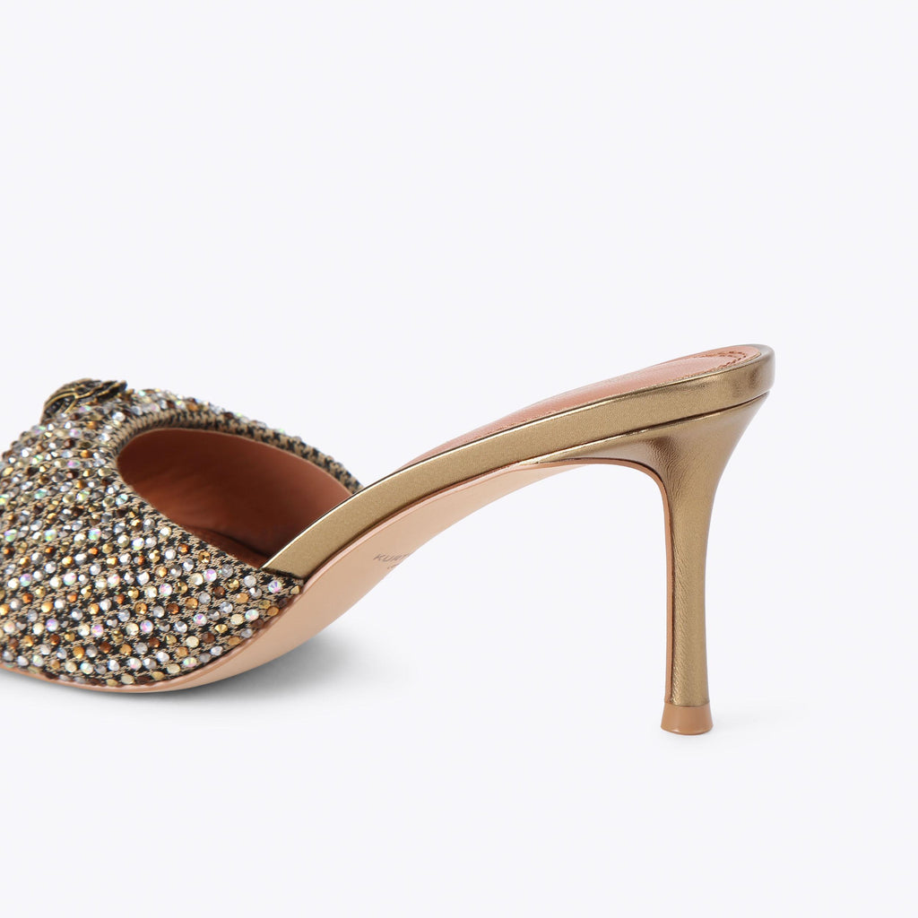 Oxford Heeled Mules in Beige