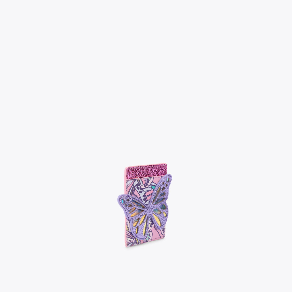 Butterfly Card Holder in Purple Pink Leather