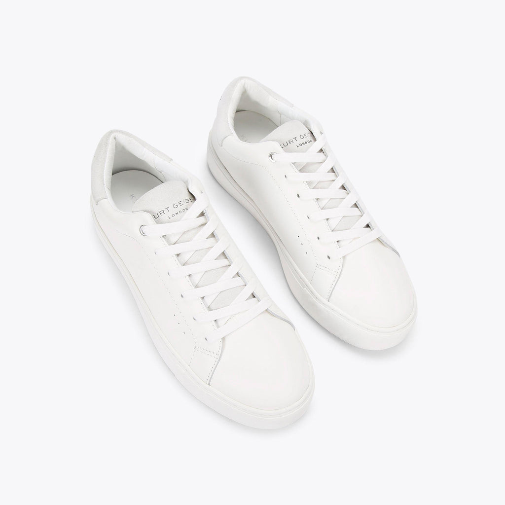 Laney Leather Sneaker in White with Grey Heel Panel