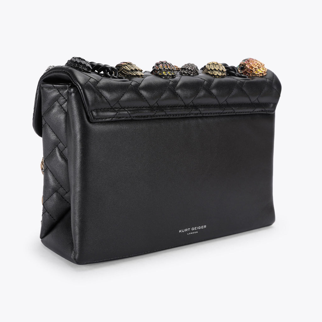 Kensington Eagle Detail Shoulder Bag in Black Leather