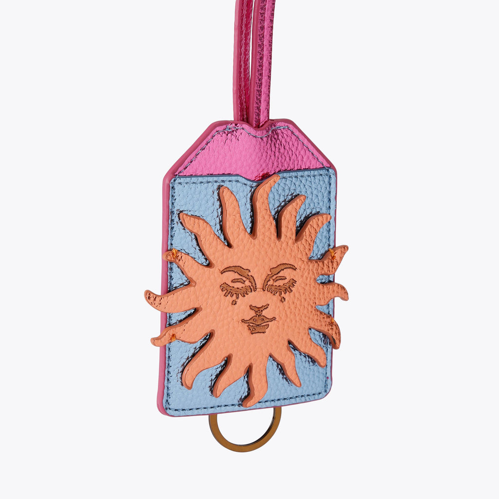 Sun Lanyard Card Strap in Pink Leather