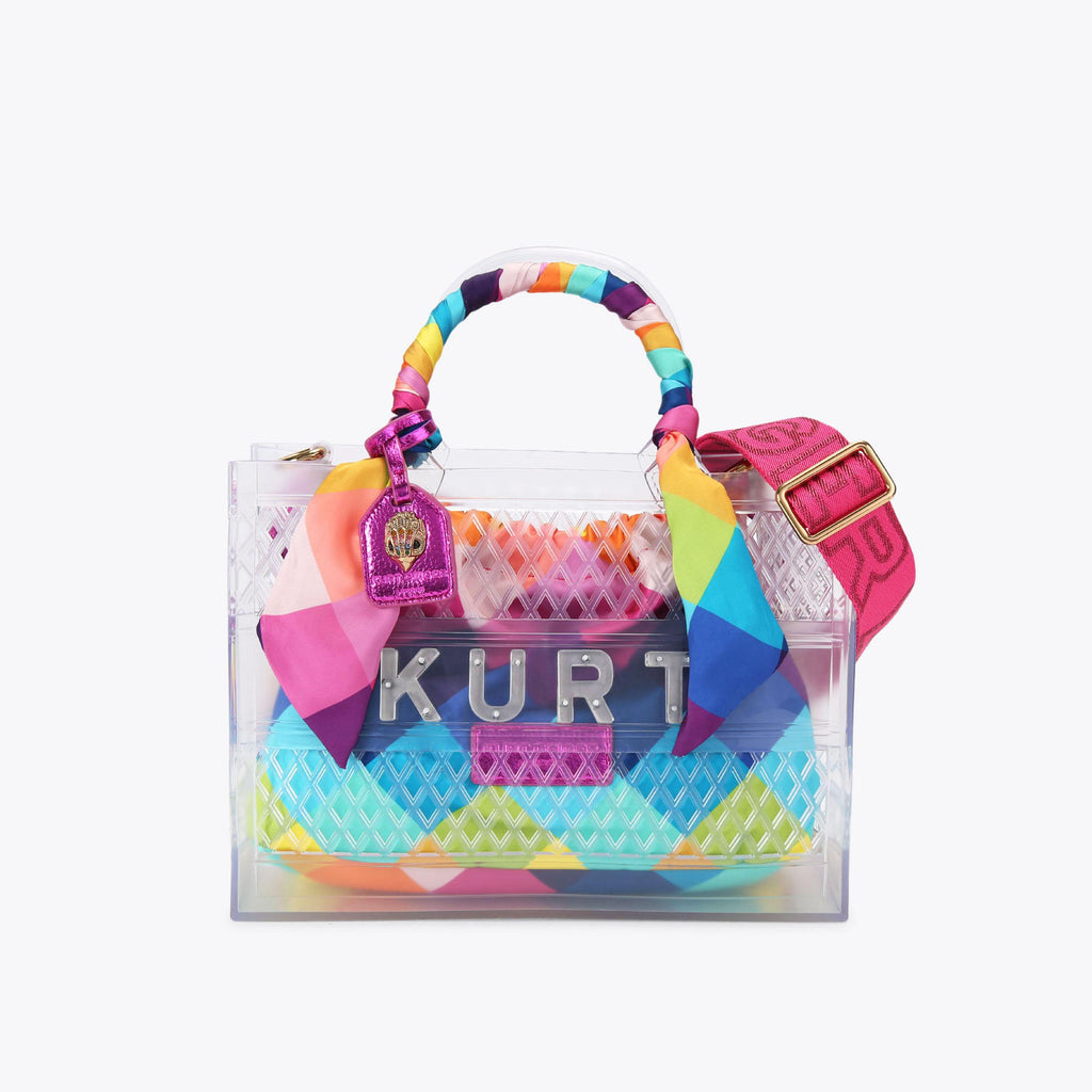 Small Jelly Tote Bag in Clear Vinyl Rainbow