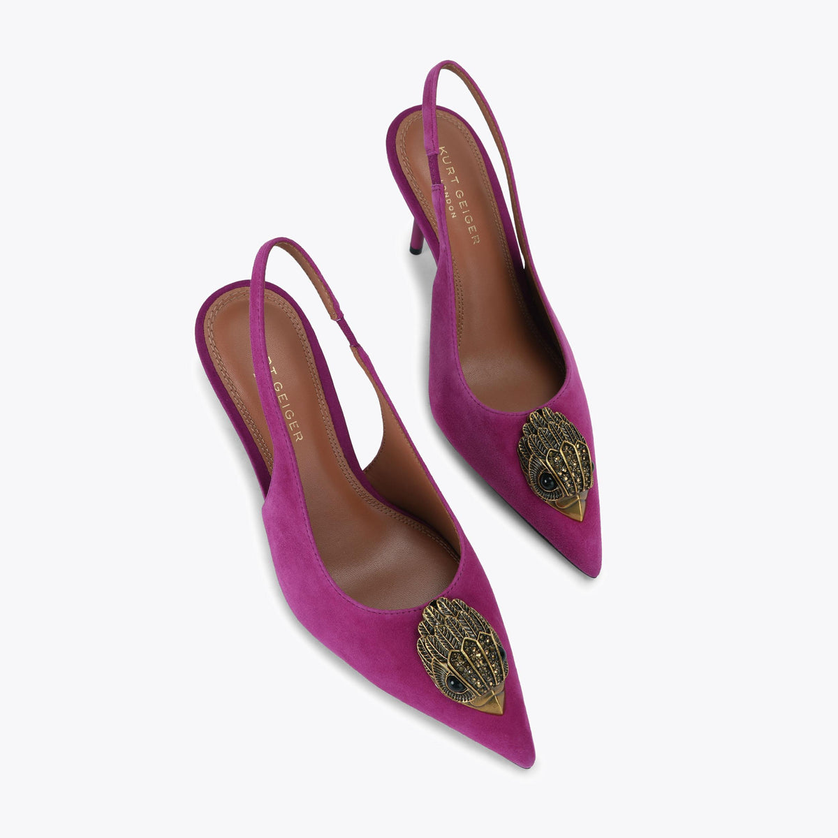 Belsize Eagle Slingback Heel in Fuchsia Suede