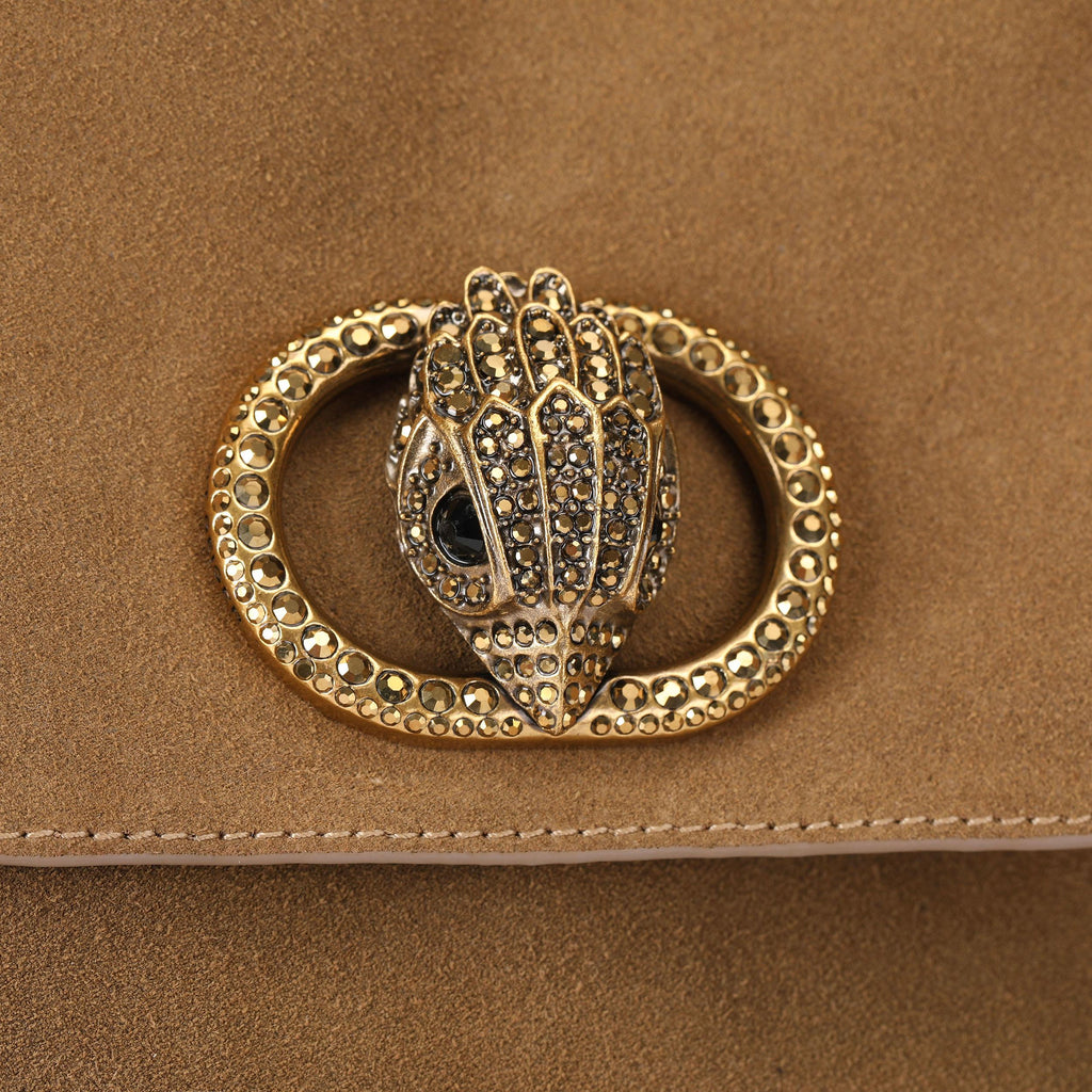 Chelsea Large Slouch Flap Shoulder Bag in Tan Suede