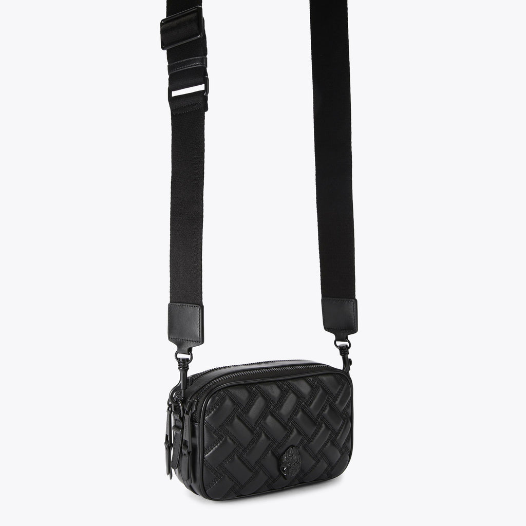 Dual Zip Camera Crossbody Bag in Black