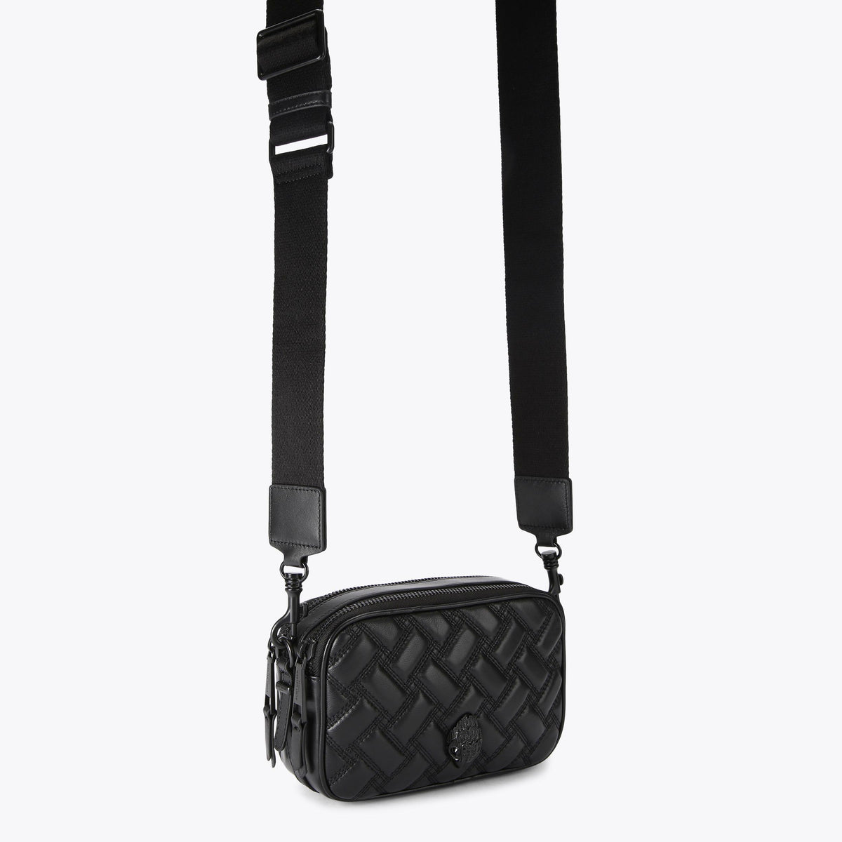 Dual Zip Camera Crossbody Bag in Black
